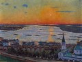 La puesta de sol en Volga Nizhny Novgorod 1911 Konstantin Yuon